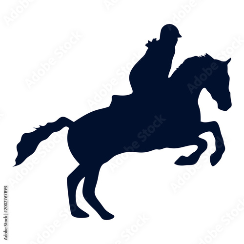 Horse Jockey Silhouette Isolated on White Background. Vector Illustration.