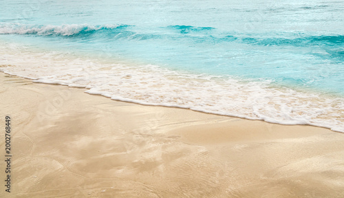 Summer background sea blue with sand beach at coast island scene mockup water nature travel vacation holidays tropical, mockup ocean ecosystem energy change environment, backdrop product cosmetic