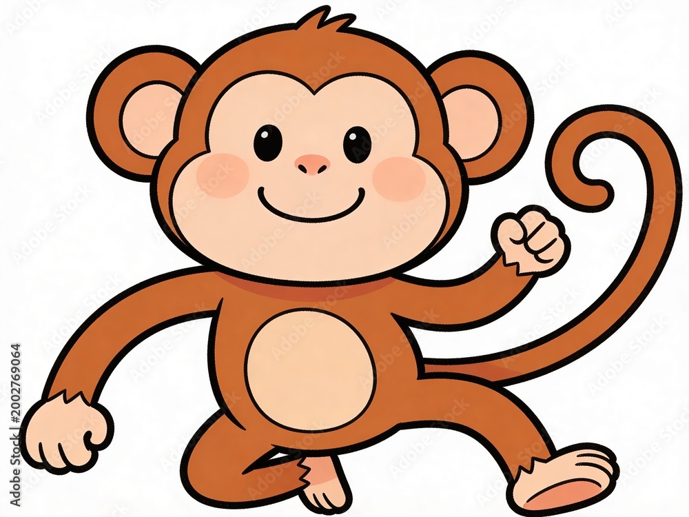 Obraz premium cute cartoon monkey in playful pose