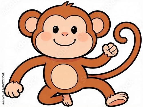 cute cartoon monkey in playful pose