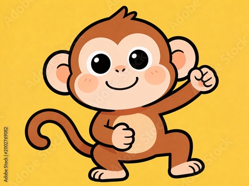 cute cartoon monkey in playful pose