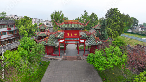 Aerial photography of the painting pool at Chongzhou Confucian Temple in Chengdu, Sichuan Province