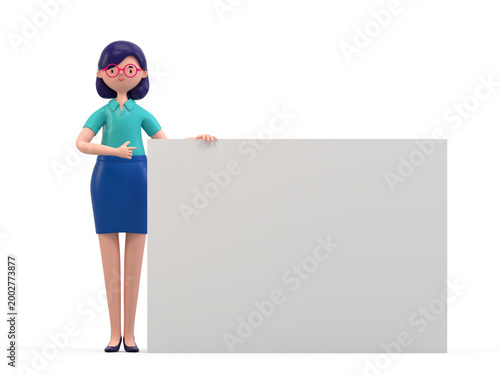 Obraz na plátně 3D people holding an empty white board for insert a concept