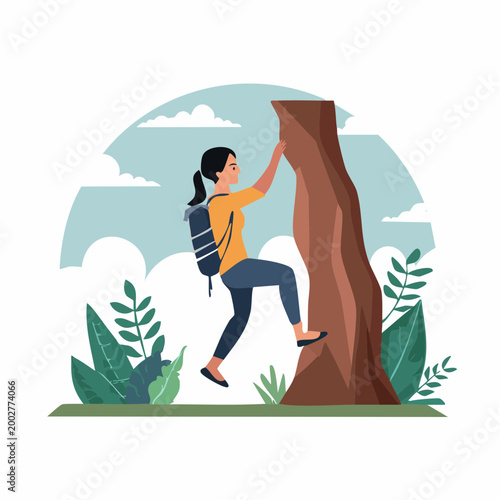 Woman Rock Climbing on a Tree