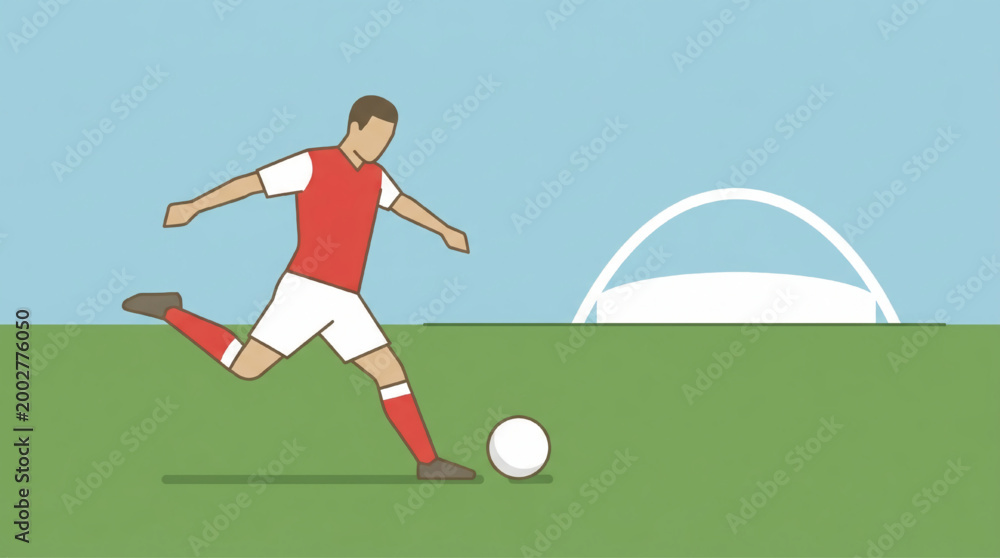 Obraz premium Soccer player kicking ball on field