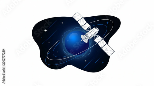 Satellite Orbiting Planet in Deep Space