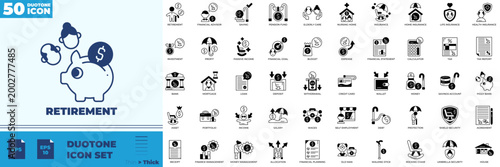 Retirement Duotone Editable Icons set