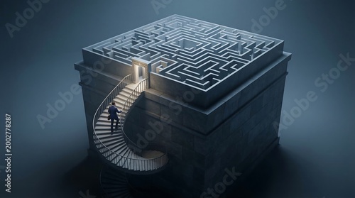 High Tech Maze Safe Visual Symbolizing Data Security and Protection.