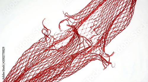 Intricate Red Mesh Pattern of Organic Veins.