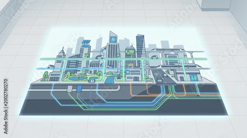 Conceptual illustration of a futuristic smart city infrastructure