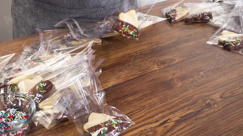 Festive Cookie Packaging with Chocolate-Dipped Christmas Delights