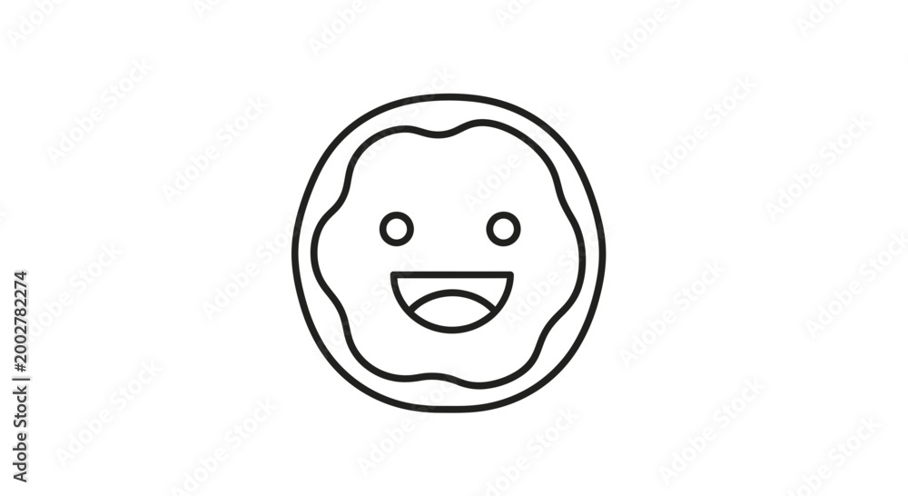 Fototapeta premium Happy Donut Icon with Smiling Face, Sweet Food Vector Art, Kawaii Style