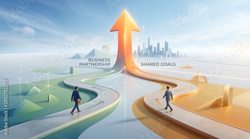 Pathways to Growth and Upward Direction in Business Illustration.