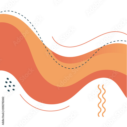 Fond abstrait dynamique avec vagues fluides et lignes décoratives. Palette chaude et design moderne idéal pour visuels d’été, réseaux sociaux et branding