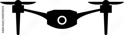 Drone icon quadcopter UAV silhouette outline vector pack, aerial camera technology flying device symbol, flat and line style black icons isolated on transparent background