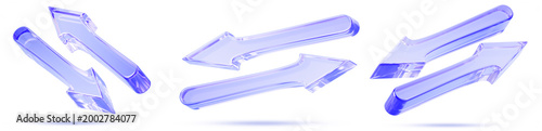 Fotografie Blue glass transfer arrows 3d icon set