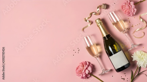 National Wine Day Celebration: Champagne, Flowers, and Golden Confetti