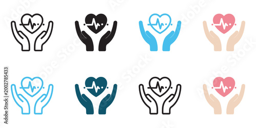 Life expectancy icon set multiple style design human lifespan aging health timeline symbols