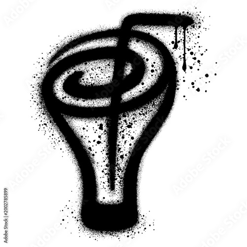 Cocktail glass icon in graffiti style with black spray paint