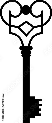 Keys icon key, lock, unlock, security, access, house, door, property symbols, vintage and modern key shapes in flat and line style black vector illustration isolated