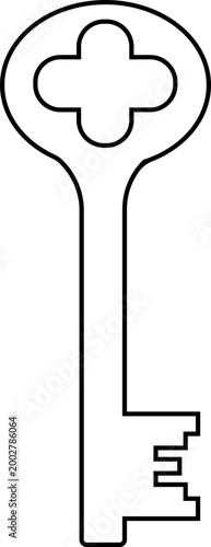 Keys icon key, lock, unlock, security, access, house, door, property symbols, vintage and modern key shapes in flat and line style black vector illustration isolated