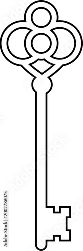 Keys icon key, lock, unlock, security, access, house, door, property symbols, vintage and modern key shapes in flat and line style black vector illustration isolated