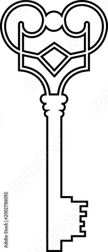 Keys icon key, lock, unlock, security, access, house, door, property symbols, vintage and modern key shapes in flat and line style black vector illustration isolated