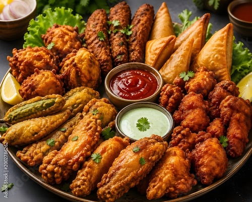 fried chicken wings with fries