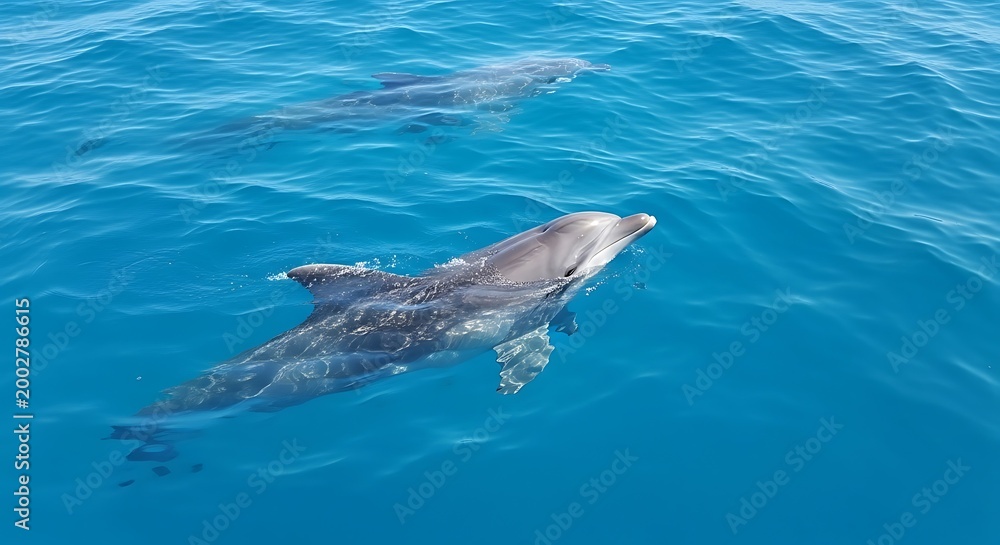 Fototapeta premium Dolphins Swimming Ocean.