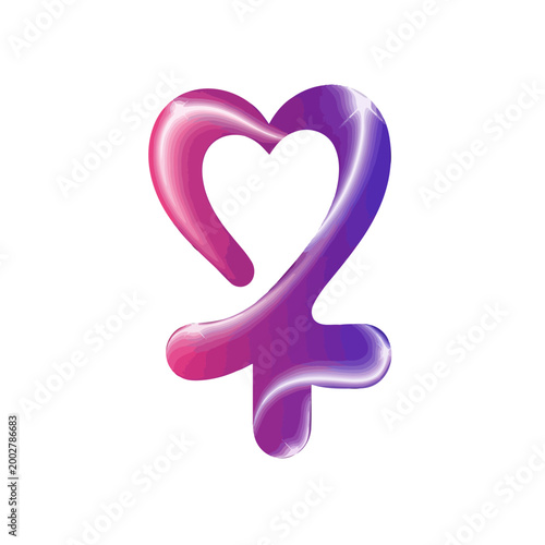 A vibrant gradient heart shape symbol isolated on a clean white background