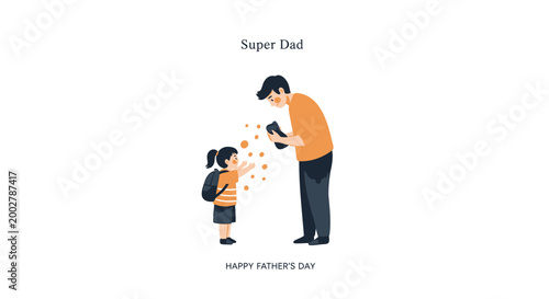 Father's Day, Happy Father's Day, Super Dad, Family Love, Vector Illustration