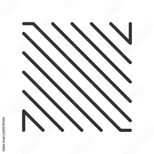Diagonal line pattern square, icon in line design. diagonal, lines, pattern, square, geometric, minimal, stripes on white background vector. Diagonal line pattern square editable stroke icon
