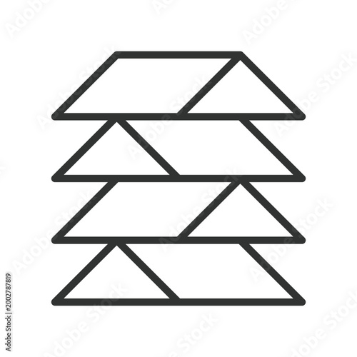 Stacked geometric layers, icon in line design. stacked, layers, geometric, pattern, repetition, minimal, structure on white background vector. Stacked geometric layers editable stroke icon
