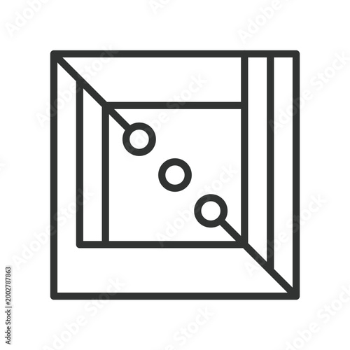 Abstract framed composition, icon in line design. frame, abstract, composition, square, geometric, minimal, layout on white background vector. Abstract framed composition editable stroke icon