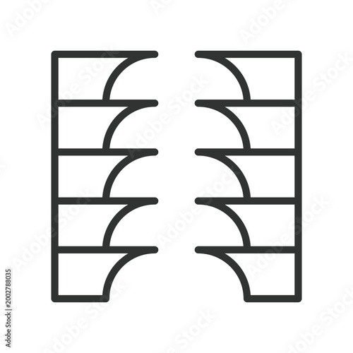 Vertical curved grid, icon in line design. vertical, curved, grid, geometric, pattern, minimal, structure on white background vector. Vertical curved grid editable stroke icon