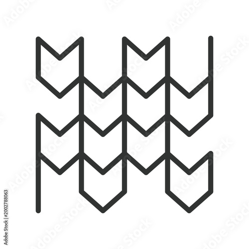 Zigzag mesh pattern, icon in line design. zigzag, mesh, pattern, geometric, repetition, minimal, structure on white background vector. Zigzag mesh pattern editable stroke icon