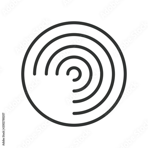 Circular spiral lines, icon in line design. spiral, circular, lines, abstract, pattern, minimal, shape on white background vector. Circular spiral lines editable stroke icon