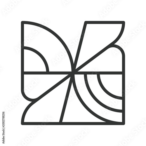 Abstract segmented tile, icon in line design. abstract, segmented, tile, geometric, pattern, minimal, structure on white background vector. Abstract segmented tile editable stroke icon