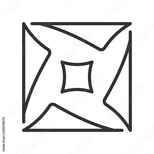 Abstract square swirl, icon in line design. abstract, square, swirl, geometric, shape, minimal, symmetry on white background vector. Abstract square swirl editable stroke icon