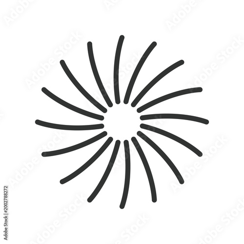 Radial line burst, icon in line design. radial, lines, burst, abstract, pattern, symmetry, minimal on white background vector. Radial line burst editable stroke icon