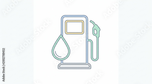 Simple line icon of a gas station pump with fuel drop