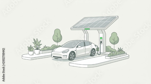 Electric vehicle charging at a solar powered station