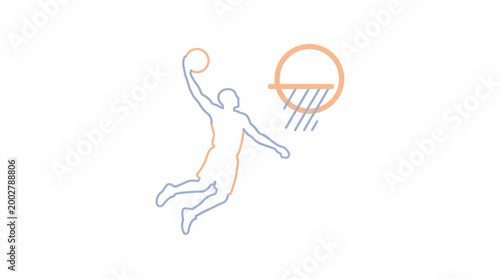 Basketball Player Dunking Outline Icon
