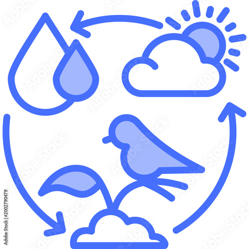 Eco System blue color illustration