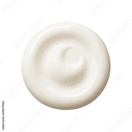 A smooth circular swirl of white cosmetic cream on a clean white background