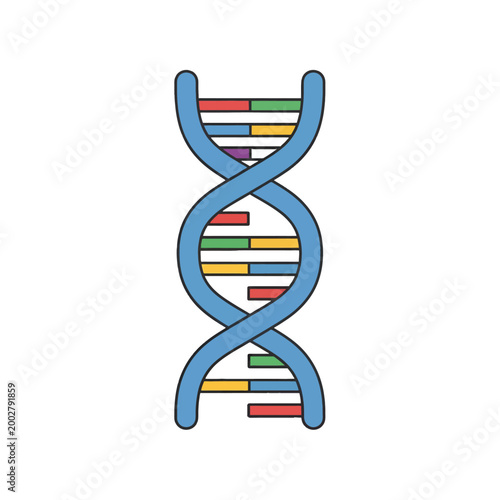 A colorful illustration of a double helix structure representing genetic code
