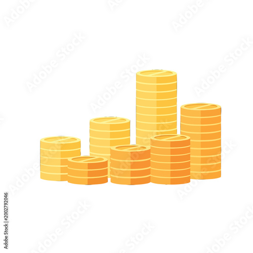 A collection of golden coin stacks representing financial growth and savings