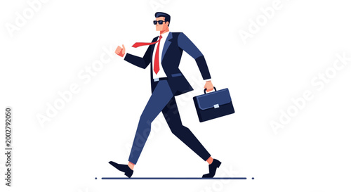 Corporate Strider: A sharply dressed businessman strides confidently, briefcase in hand, embodying professionalism and drive.