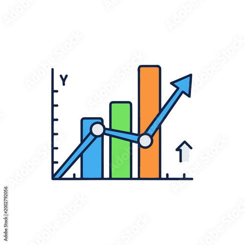 A colorful bar chart showing positive growth trends on a white background