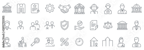 Quadro su tela Set of professional business and corporate thin line icons for management and fi